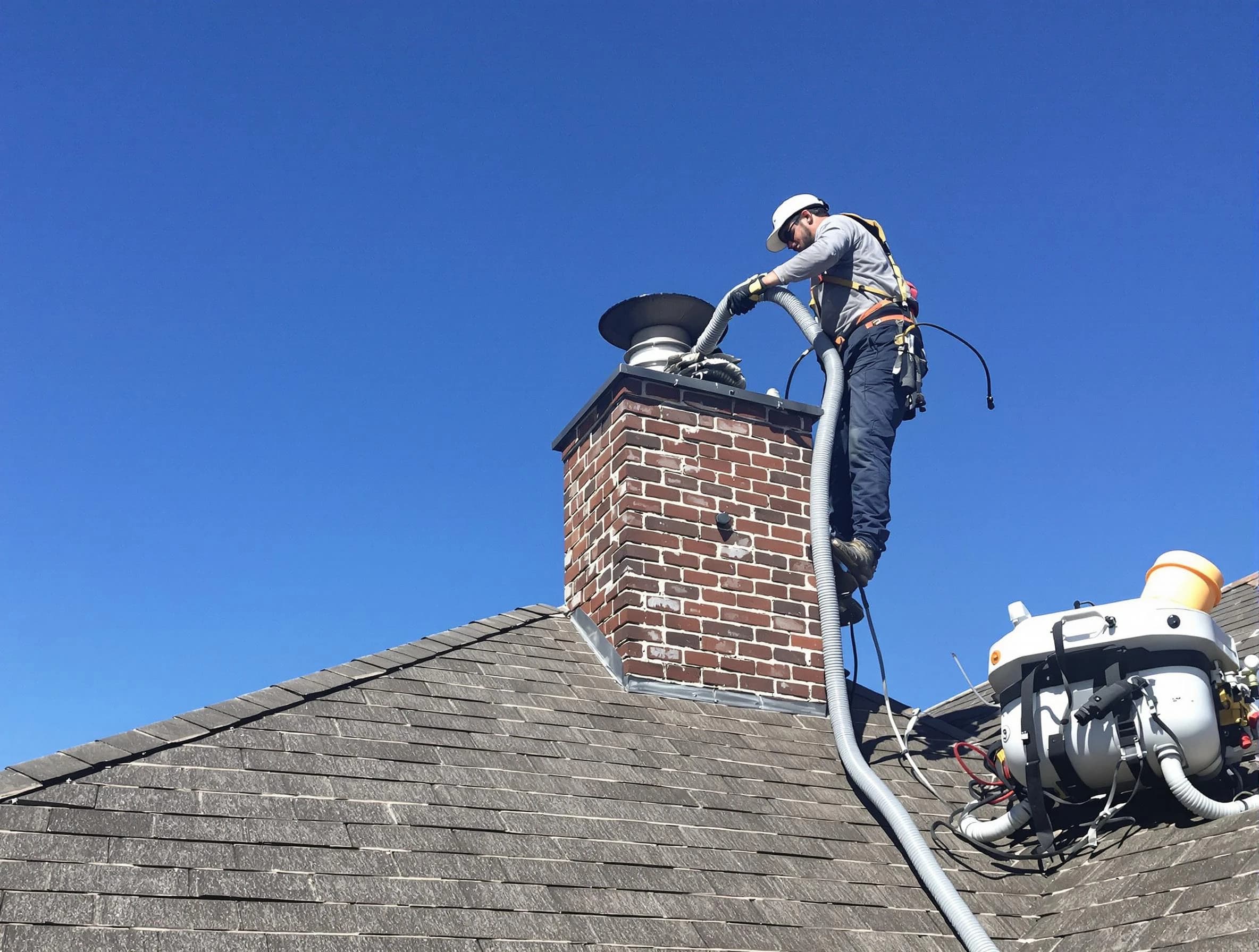 Dedicated Tuttle Chimney Sweep team member cleaning a chimney in Tuttle, OK