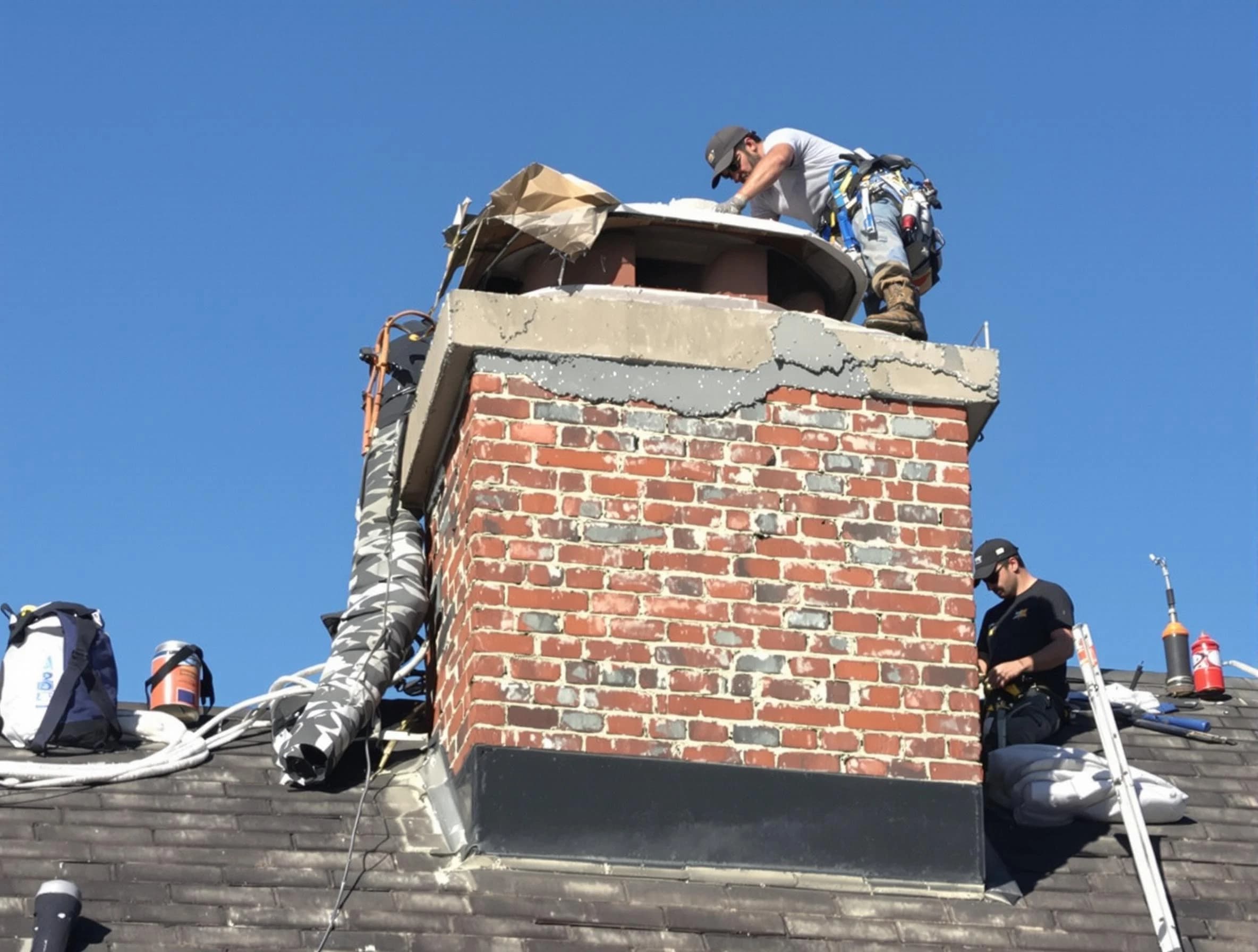 Tuttle Chimney Sweep installing a custom chimney crown in Tuttle, OK