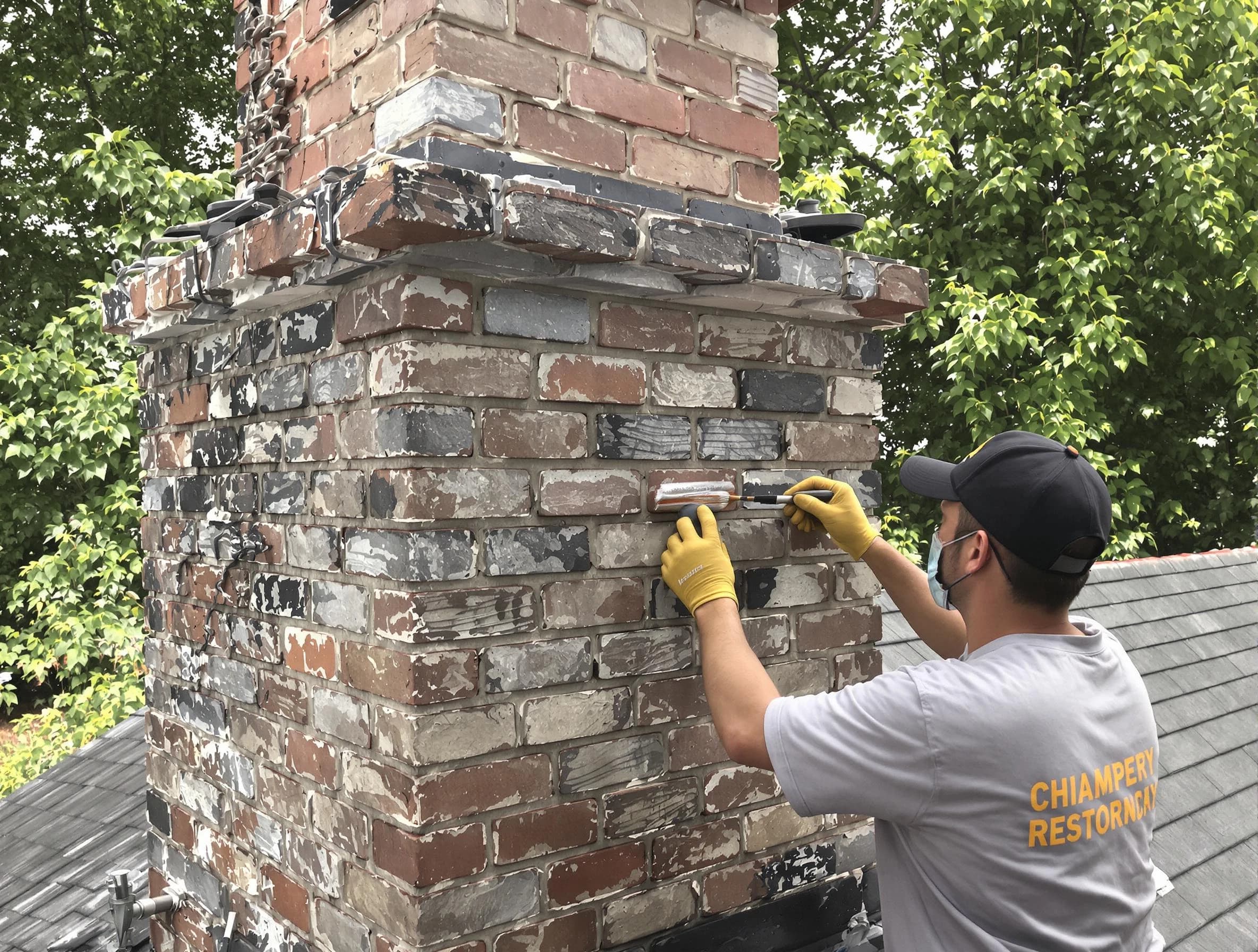 In-progress chimney restoration by Tuttle Chimney Sweep in Tuttle, OK