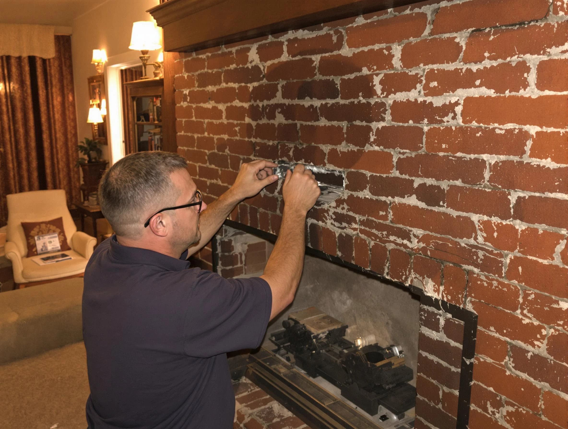 Tuttle Chimney Sweep expert fixing a fireplace in Tuttle, OK