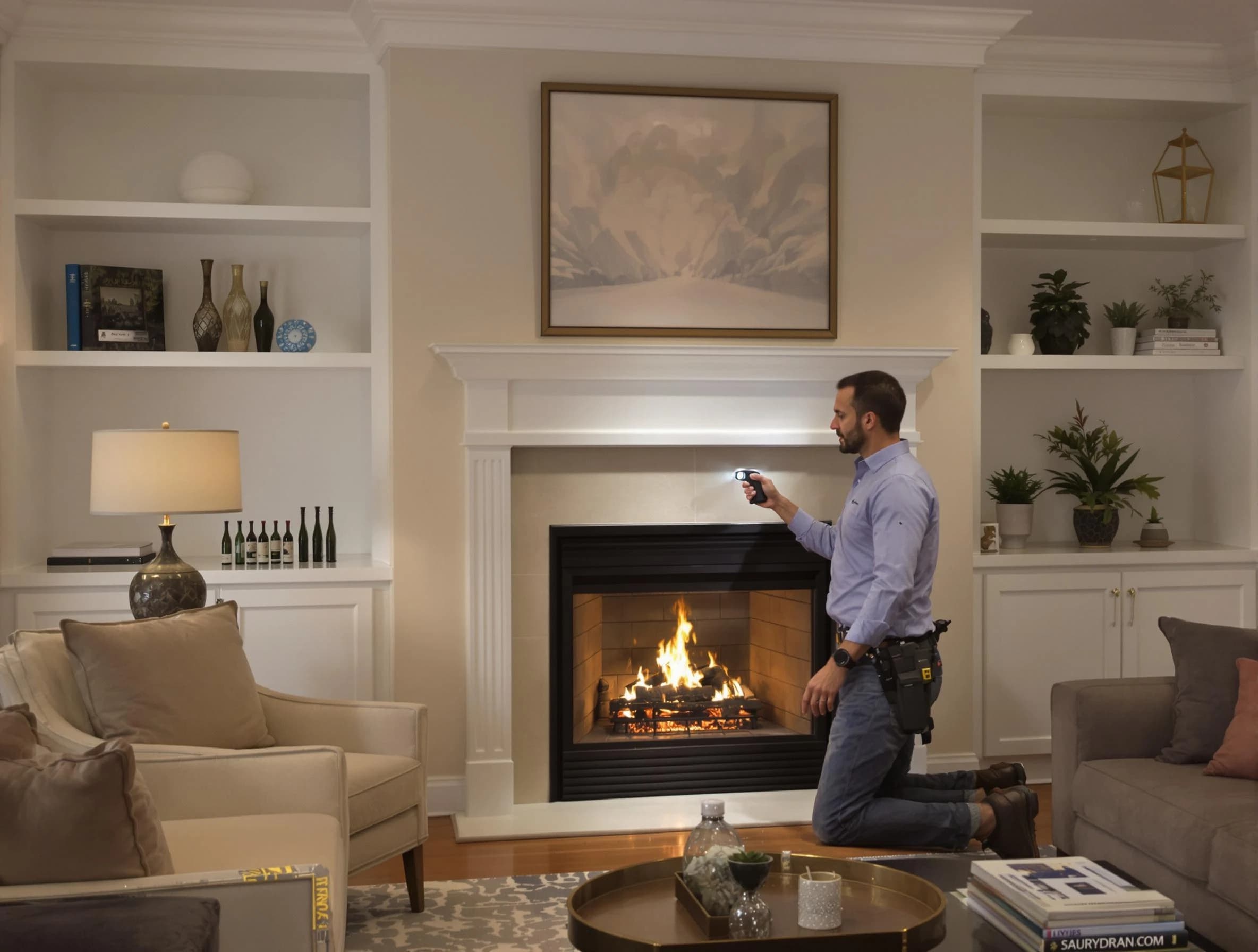 Tuttle Chimney Sweep conducting a fireplace safety inspection in Tuttle, OK