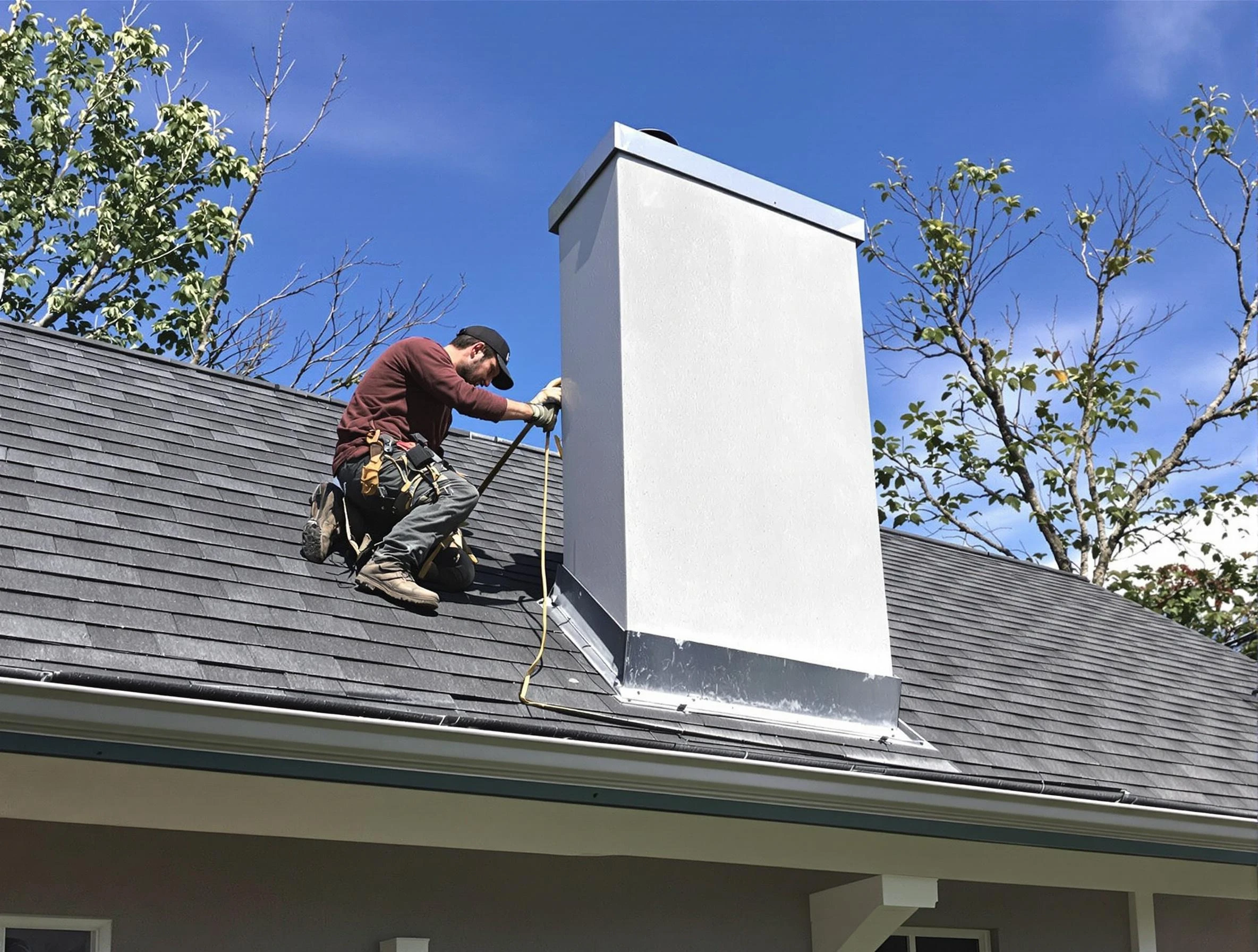 Tuttle Chimney Sweep team member finishing chimney construction in Tuttle, OK