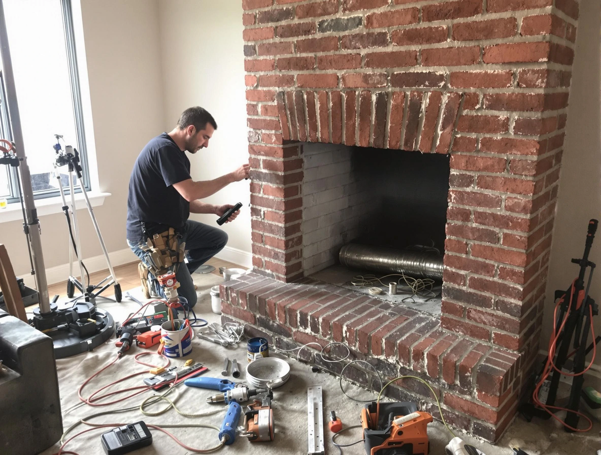 Tuttle Chimney Sweep specialist finalizing chimney liner service in Tuttle, OK