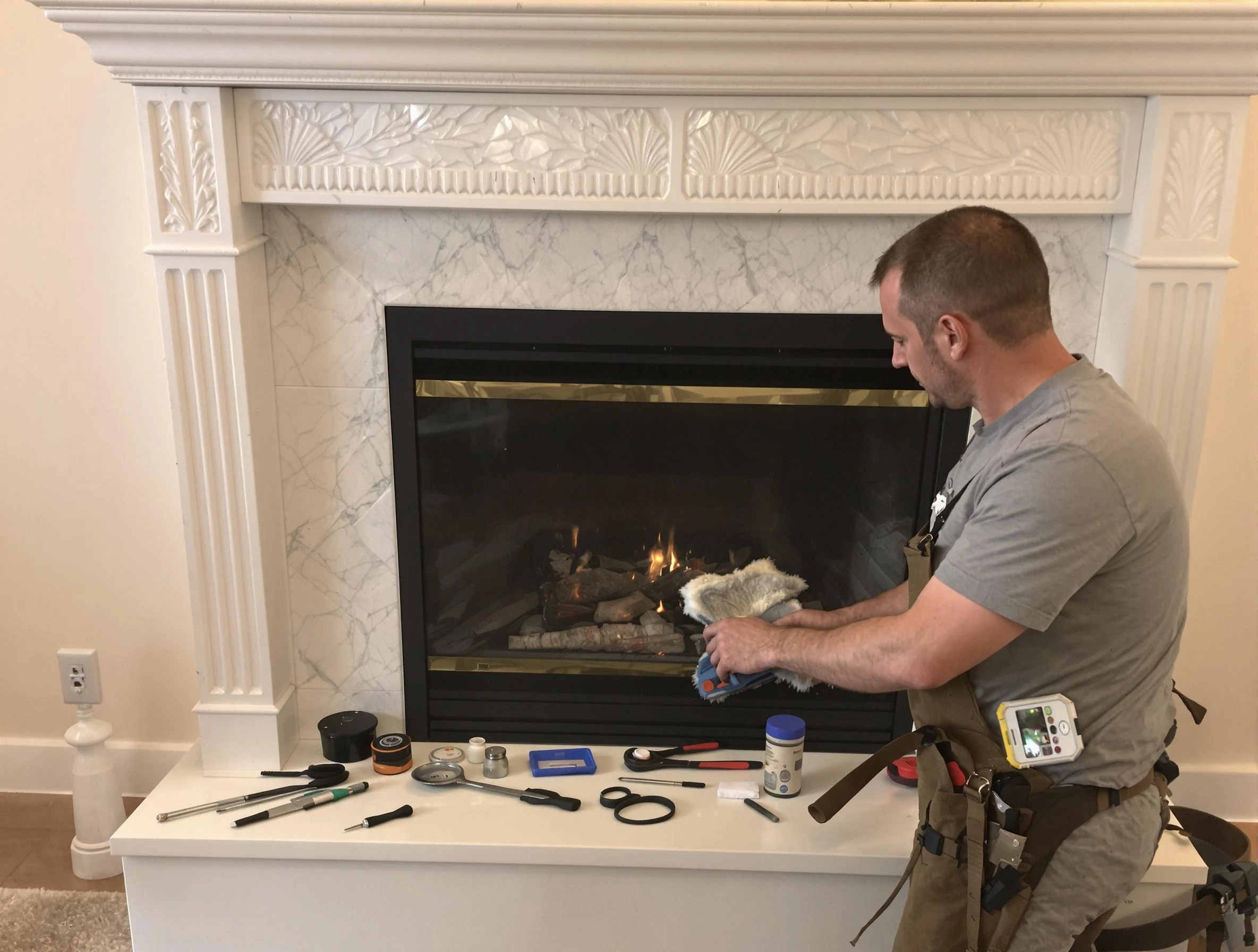 Tuttle Chimney Sweep performing fireplace maintenance in Tuttle, OK