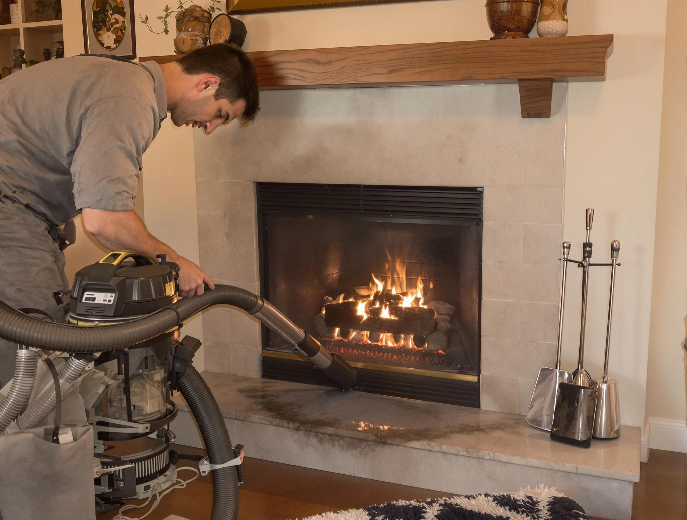Routine fireplace upkeep by Tuttle Chimney Sweep in Tuttle, OK